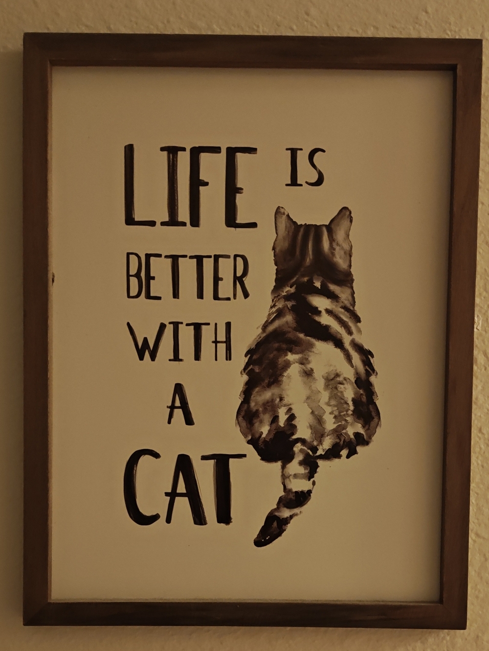 Life Is Better With A Cat Wall Art - Brown Frame